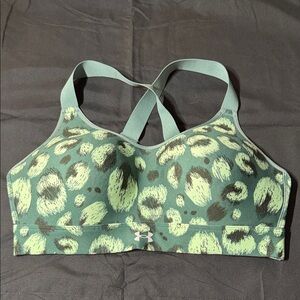 Under Armour Mint Green Leopard-Print Crossback Sports Bra